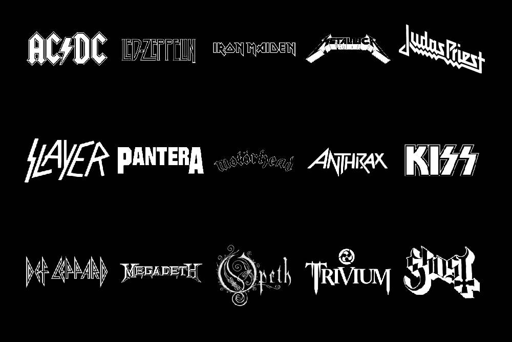 Logos from some of the most prolific metal bands in history. Image courtesy of Rachel Alexander of JUMP Branding Agency. 
