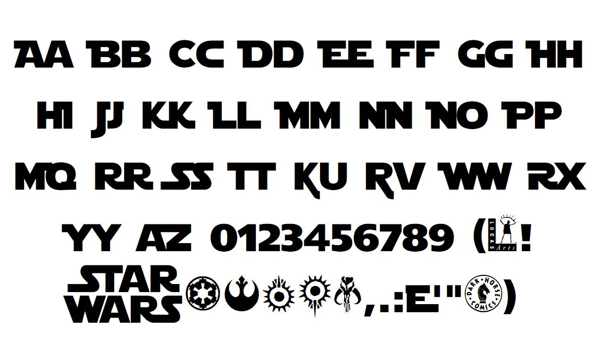 Star Jedi typeface created by Boba Fonts. 